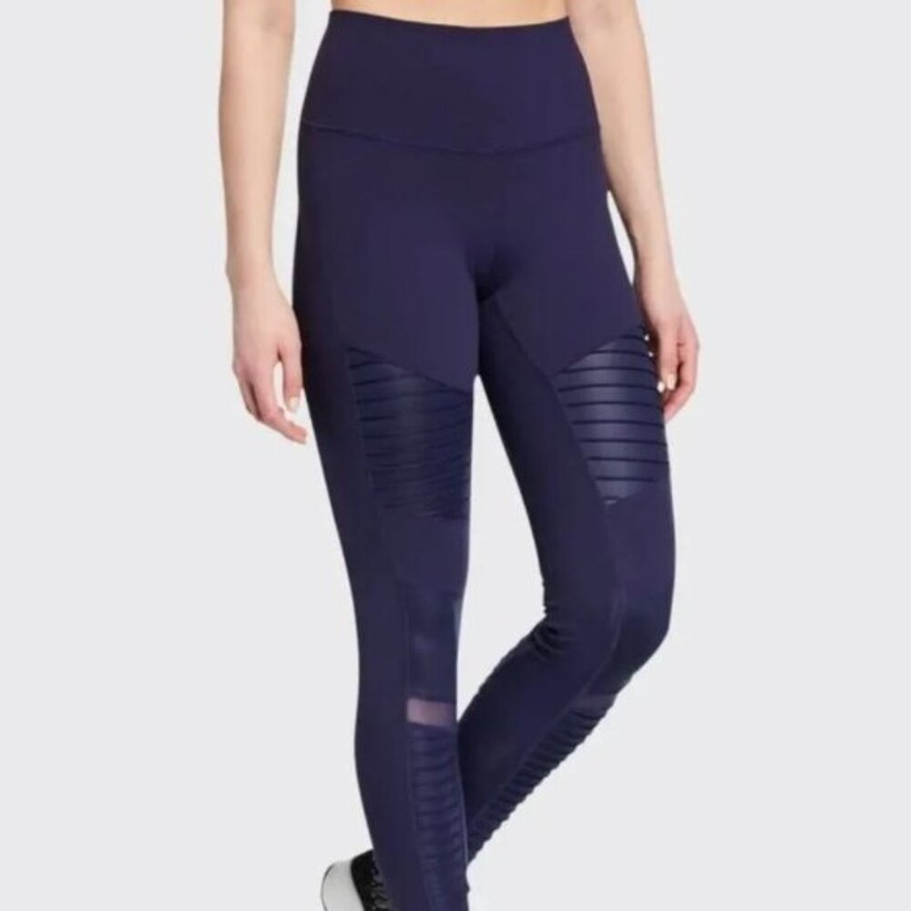 ALO Yoga High Waist Moto Leggings Navy Size M Like New